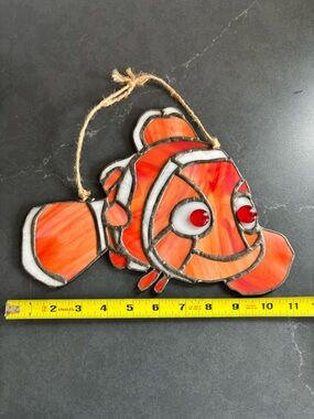 Orange Stained Glass Clownfish Hanging Ornament - Pets Fish Décor